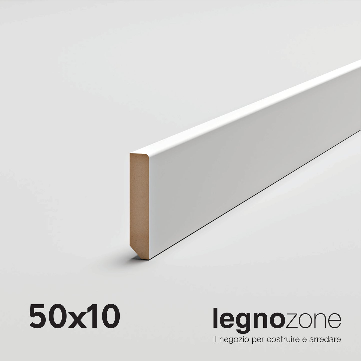 Battiscopa squadrato cm 5 50x10 laccato bianco