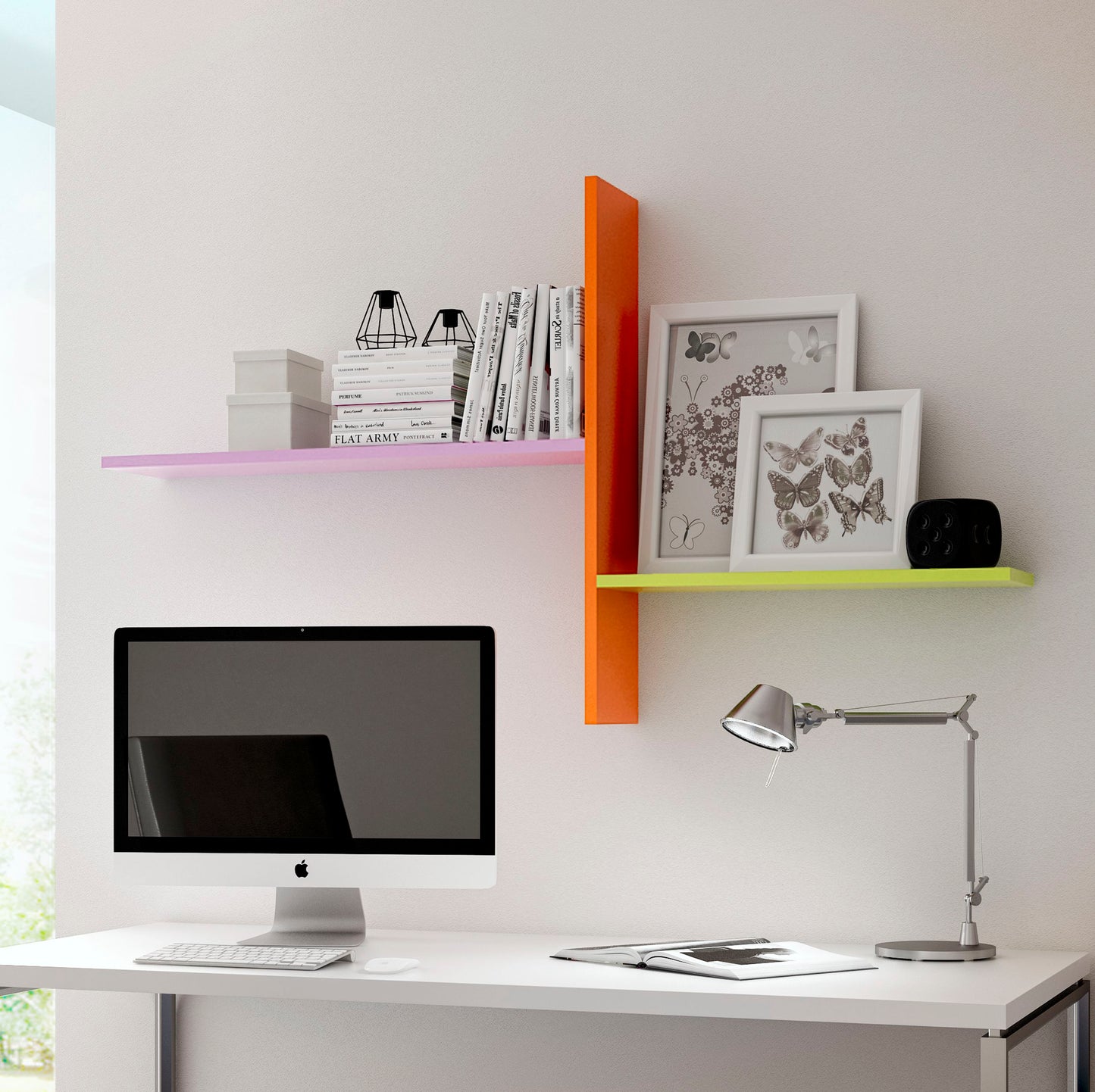 Mensola laccata colorata squadrata