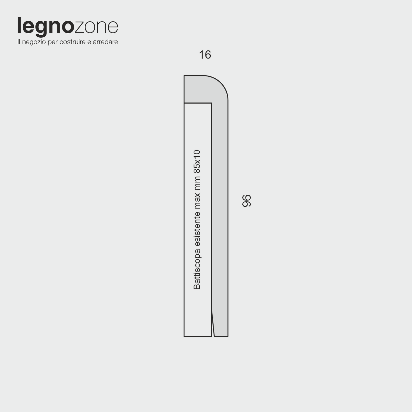 Battiscopa coprimarmo legno massello laccato bianco mm 95x16x2400