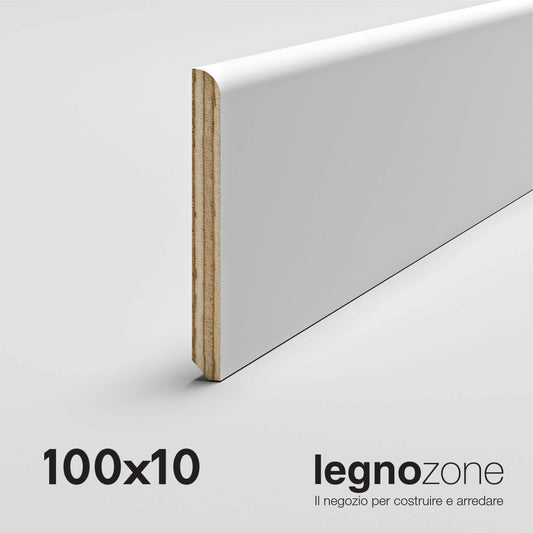 Battiscopa cm 10 100x10 laccato bianco