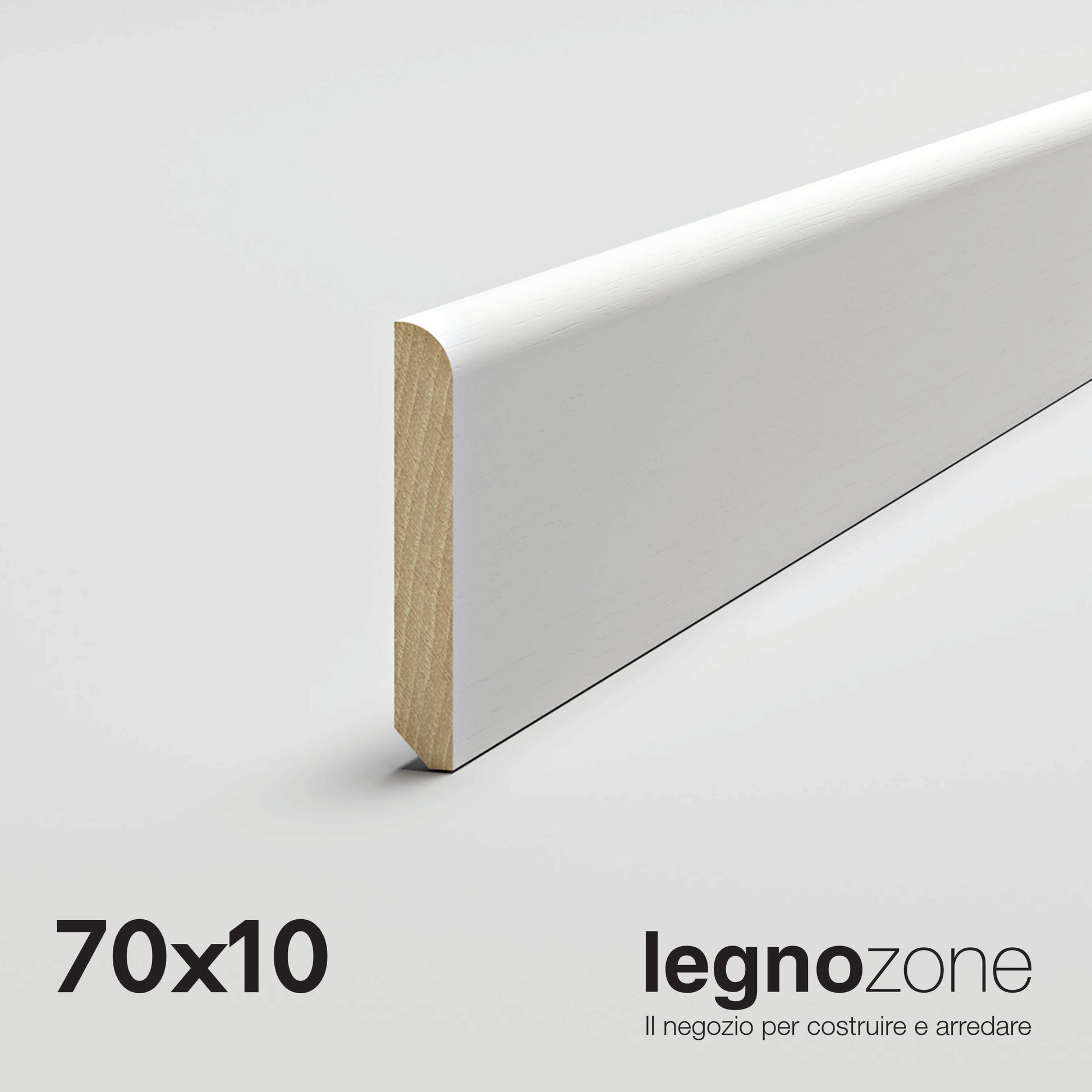 Battiscopa liscio 70x10 laccato bianco