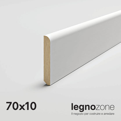 Battiscopa liscio 70x10 laccato bianco