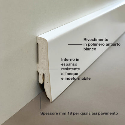 Battiscopa waterproof resistente all'acqua per pavimenti SPC LVT laminati
