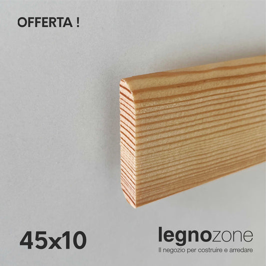 Battiscopa in pino grezzo mm 45x10