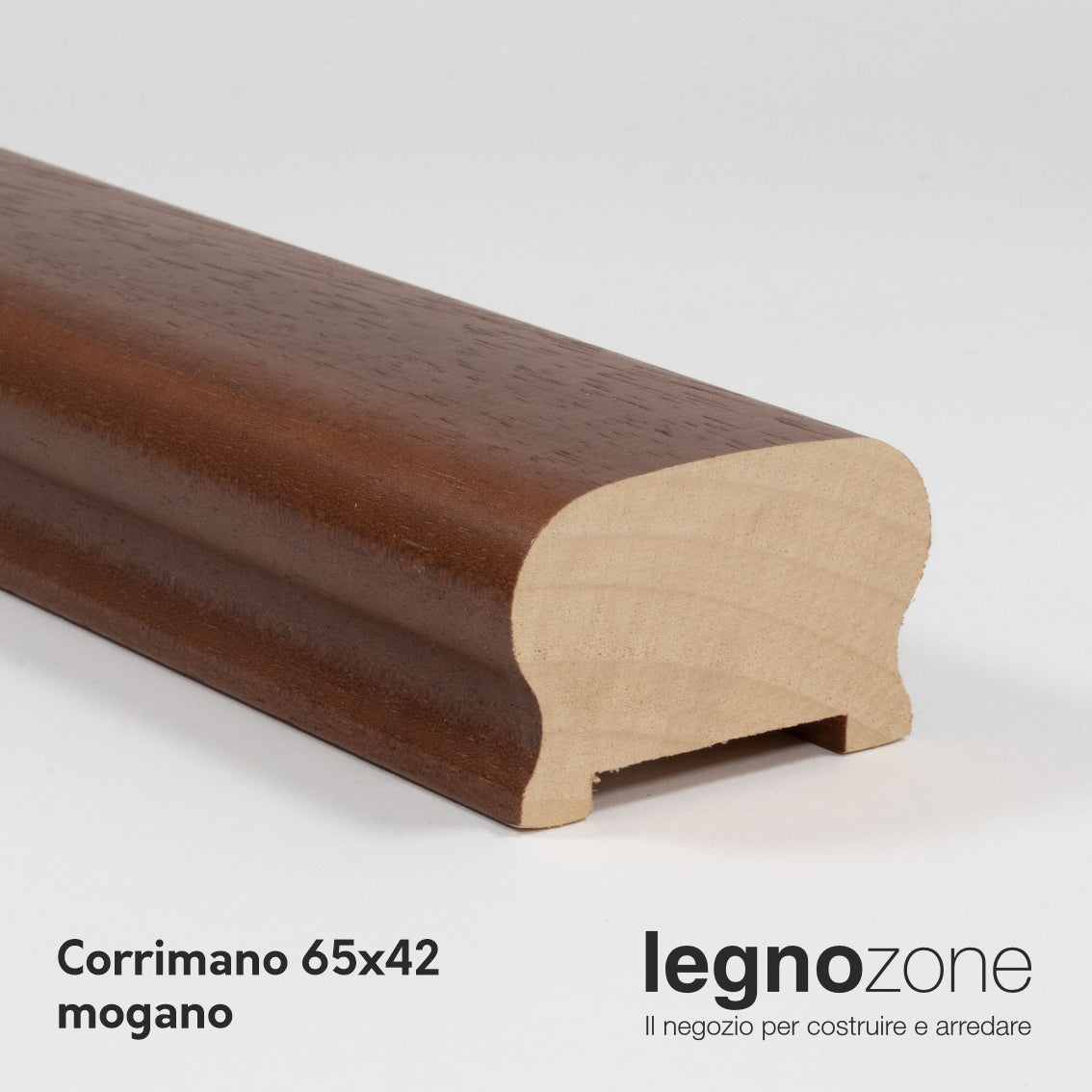 Corrimano sagomato in ayous mm 65x42x3000