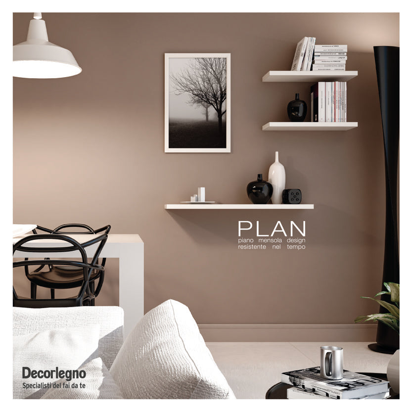 Mensola PLAN in laminato bianco bordo dritto