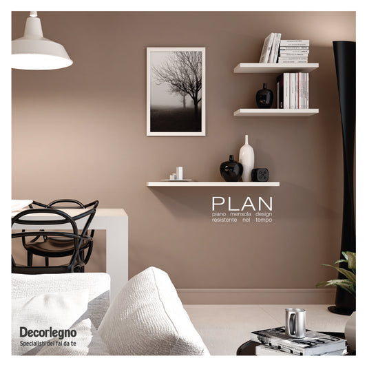 Mensola PLAN in laminato bianco bordo dritto