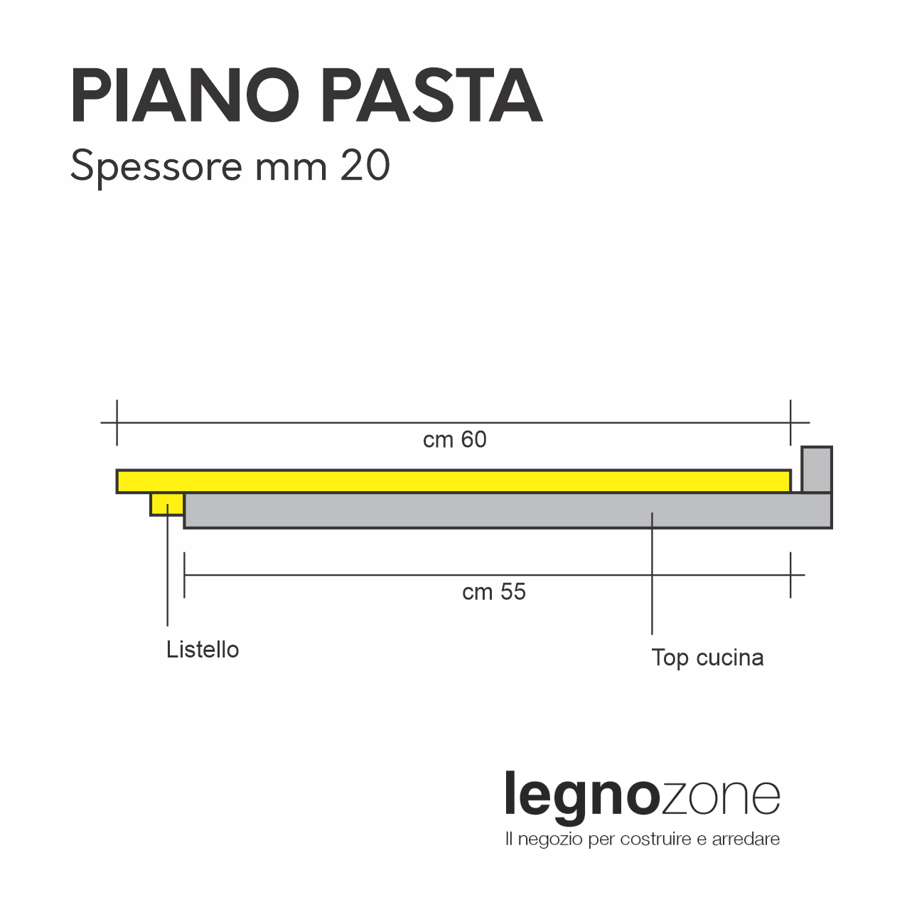 Piano pasta in legno listellare cm 92x60