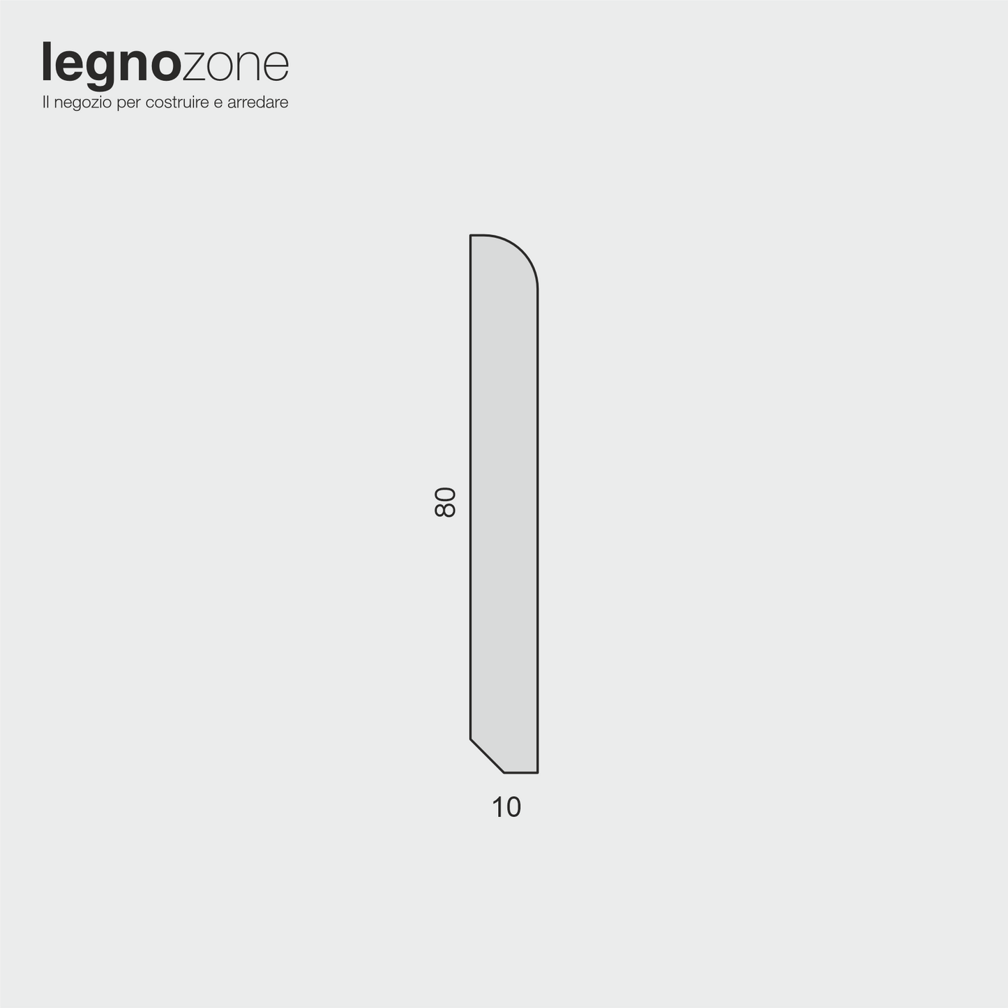 Battiscopa liscio in legno laccato bianco mm 80x10x2400
