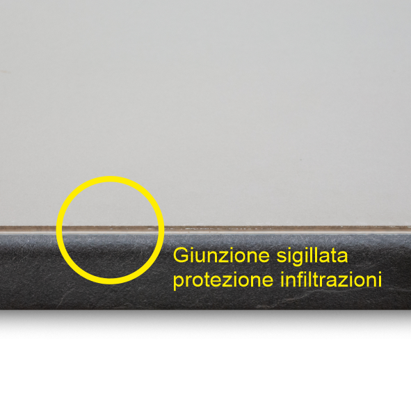 Top cucina laminato HPL Porfido Grigio bordo dritto ABS idrorepellente